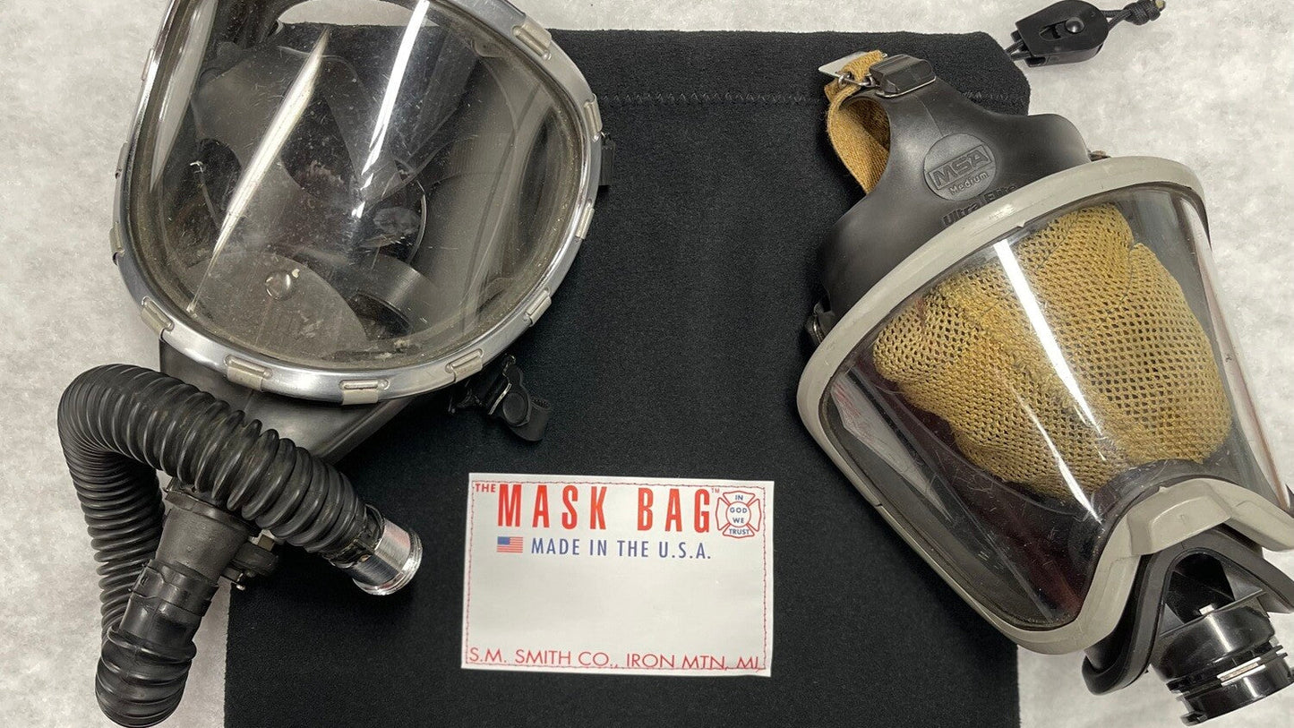 Premium SCBA Mask Bag, Heavy Fleece Black, Quick-Access Firefighter Gear Pouch