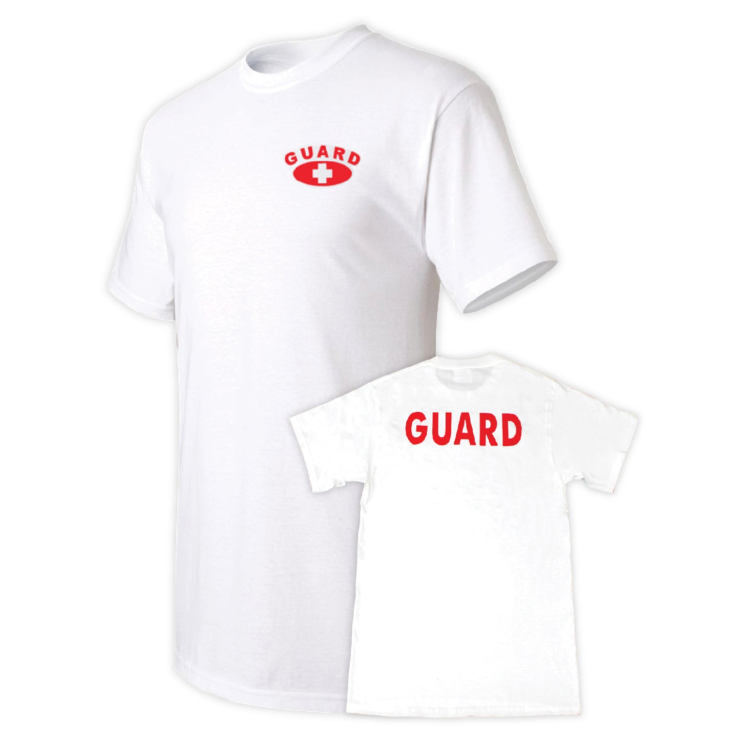 Kemp USA GUARD T-Shirt, White, 100% Cotton, Printed Front & Back, Size Large EMS First Aid Equipment