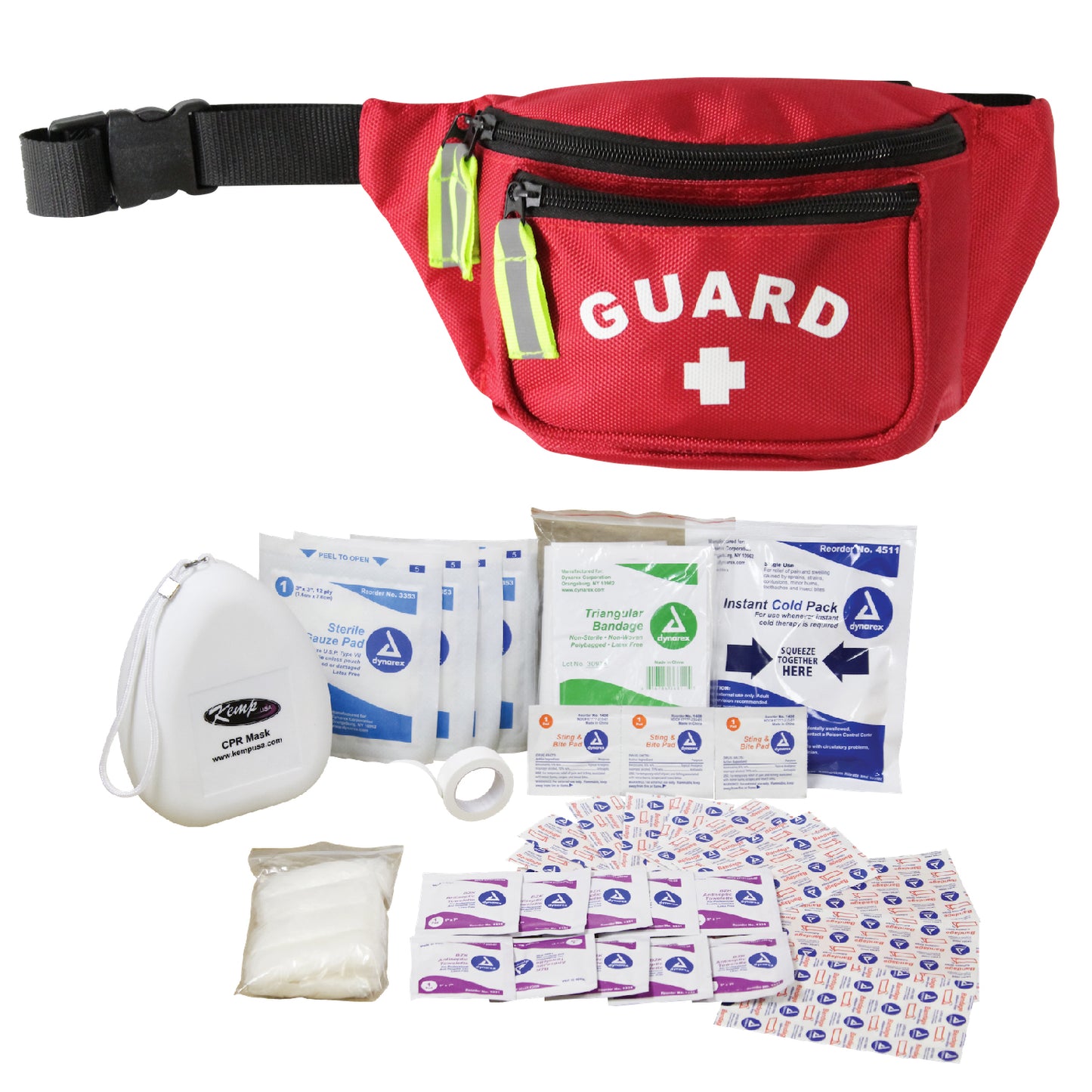 Kemp USA Premium Hip Pack with First Aid Supply Pack, Red EMS First Aid Equipment