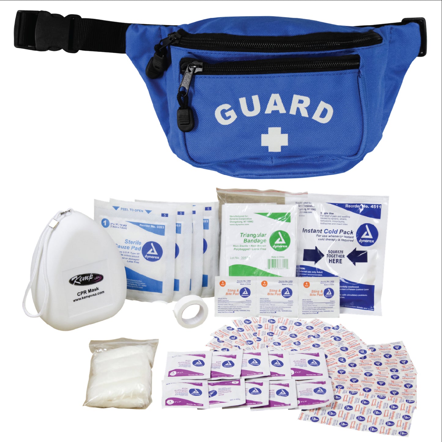 Kemp USA Hip Pack with First Aid Supply Pack, Royal Blue EMS First Aid Equipment