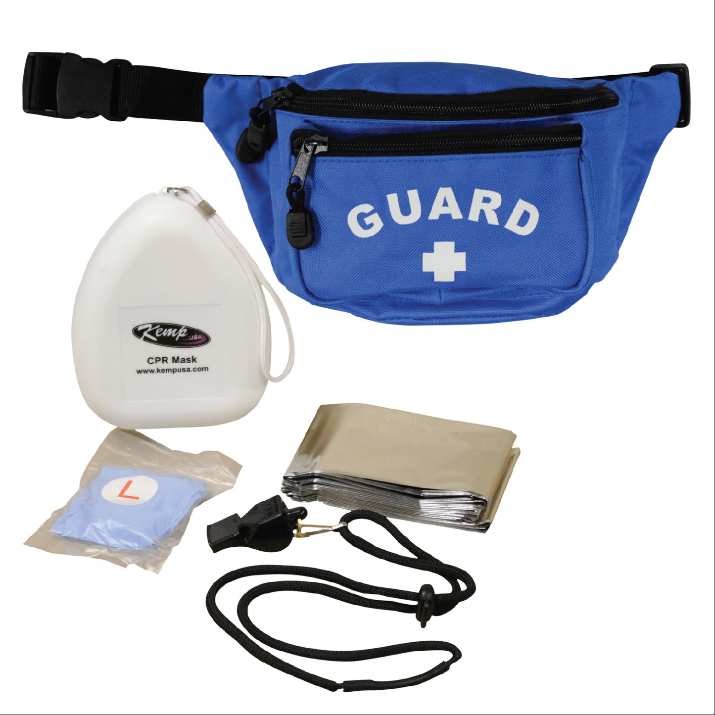 Kemp USA Hip Pack with Lifeguard Essentials Supply Pack, Royal Blue EMS First Aid Equipment