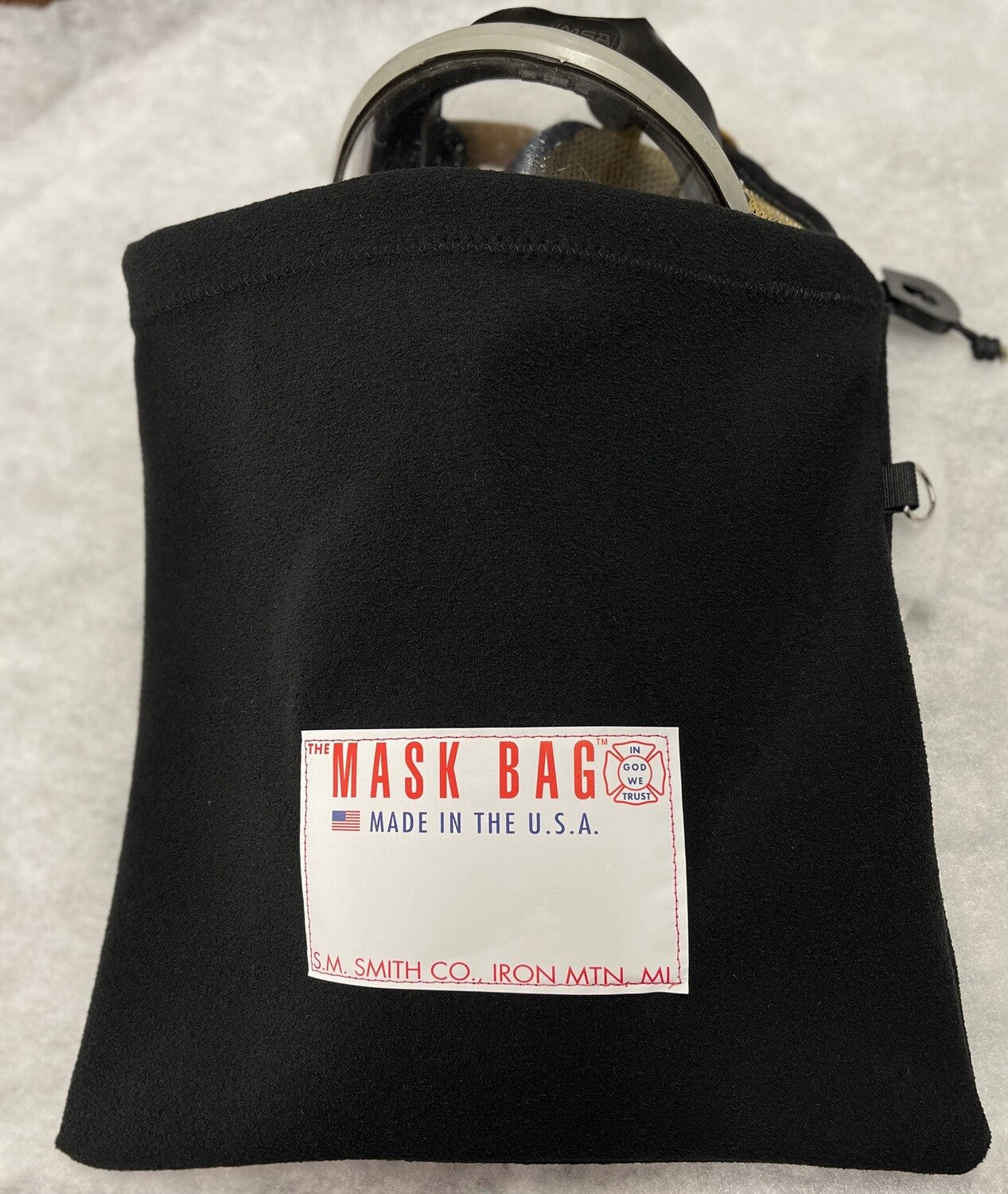 Premium SCBA Mask Bag, Heavy Fleece Black, Quick-Access Firefighter Gear Pouch