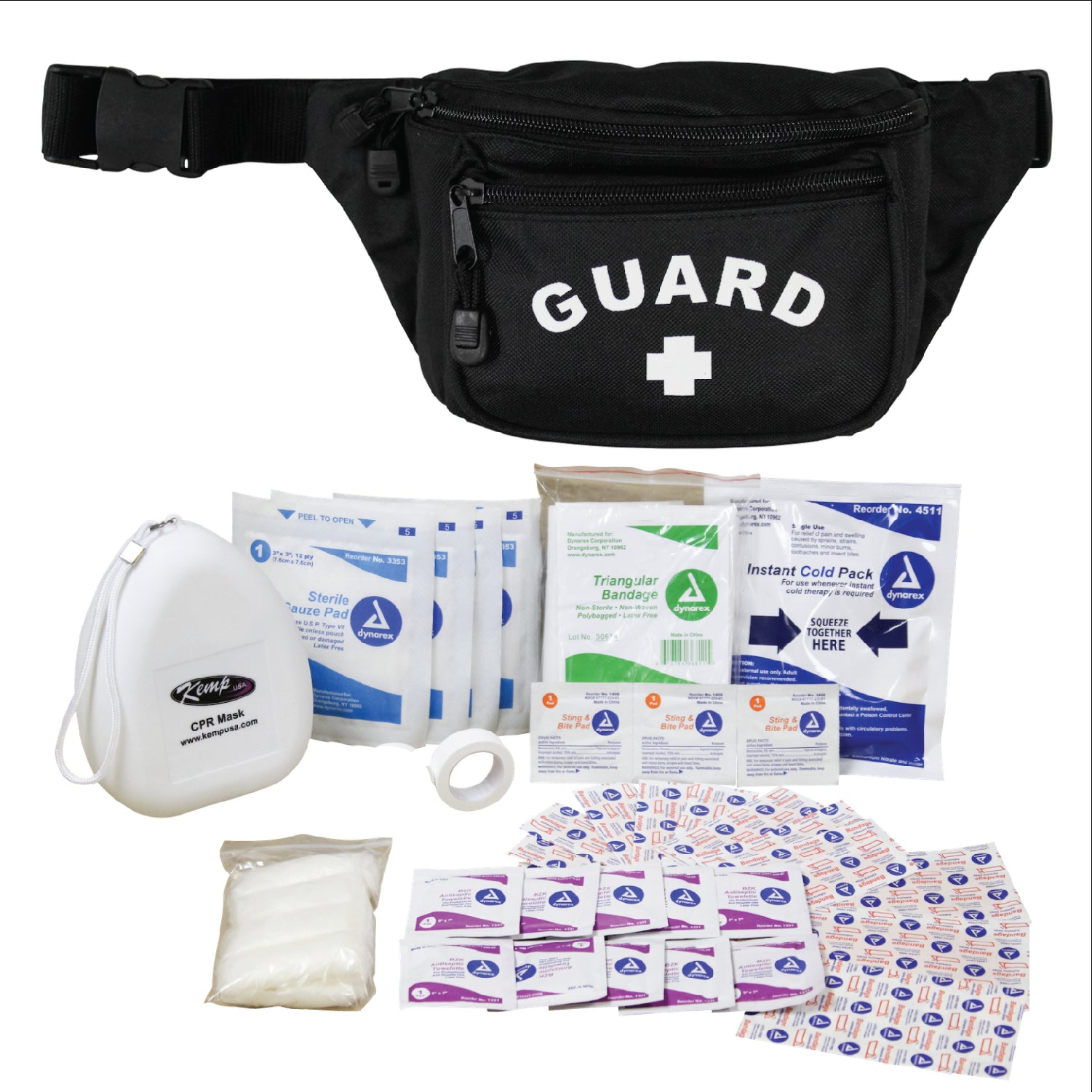 Kemp USA Hip Pack with First Aid Supply Pack, Black EMS First Aid Equipment