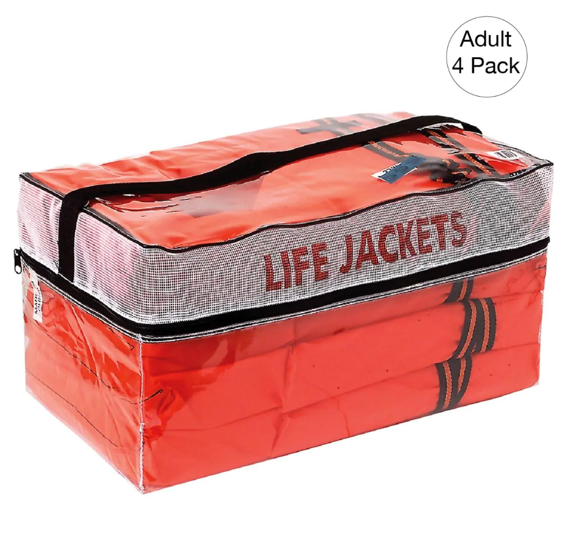 Kemp USA USGC Type II PFD Life Jackets, 4-Pack in Carry Case, Orange, Adult EMS First Aid Equipment