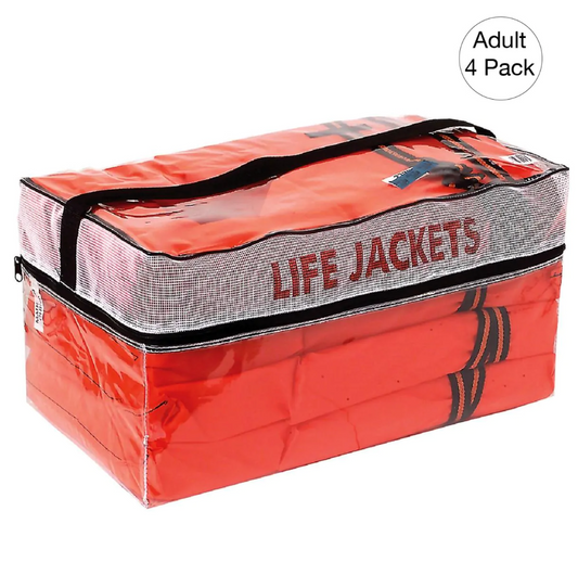 Kemp USA USGC Type II PFD Life Jackets, 4-Pack in Carry Case, Orange, Adult EMS First Aid Equipment