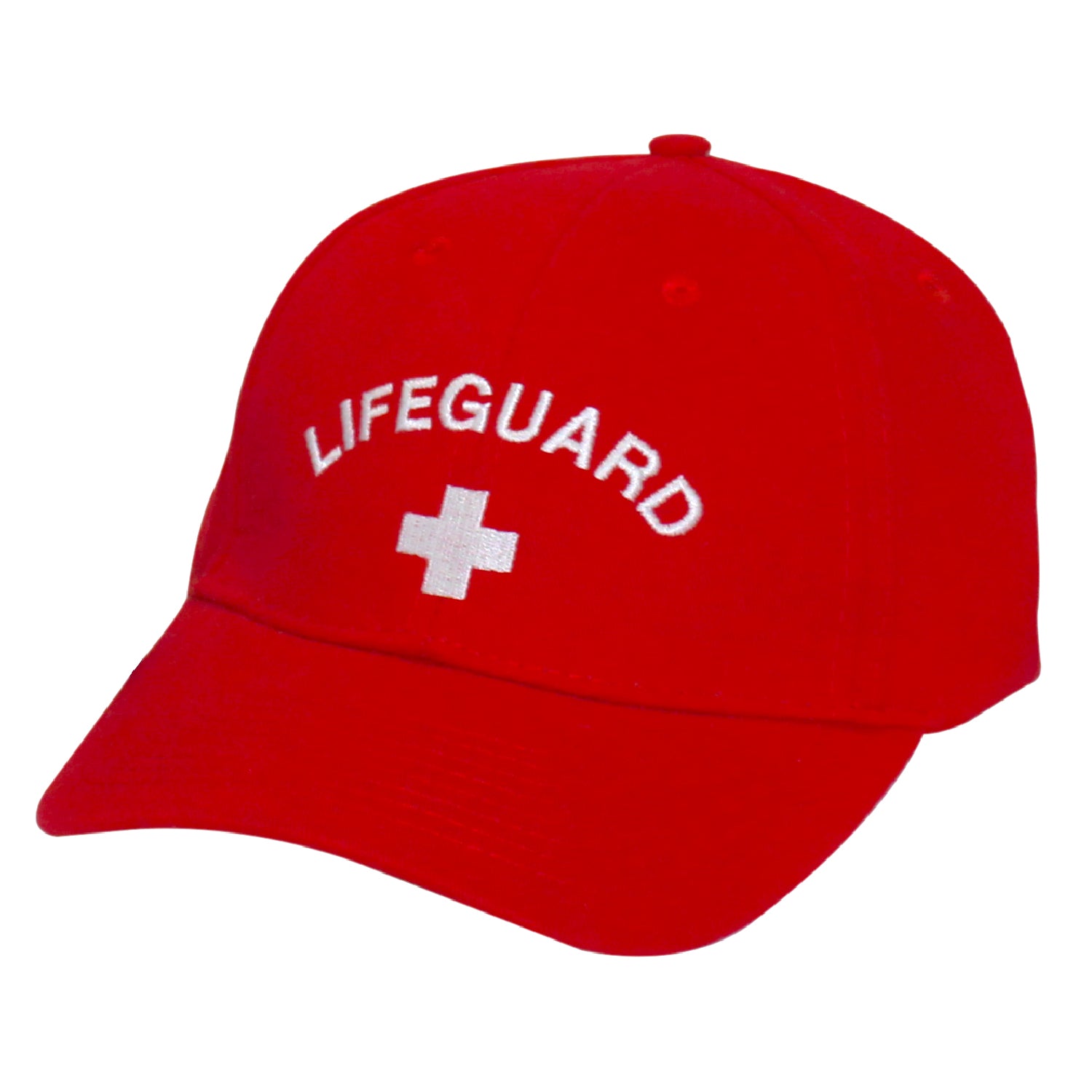 Kemp USA Lifeguard Cap, Low Profile with White Embroidered Logo, Red EMS First Aid Equipment