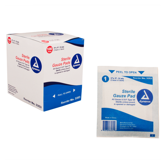 Kemp USA Gauze Pads, 3x3", Sterile (2,400 pcs) EMS First Aid Equipment