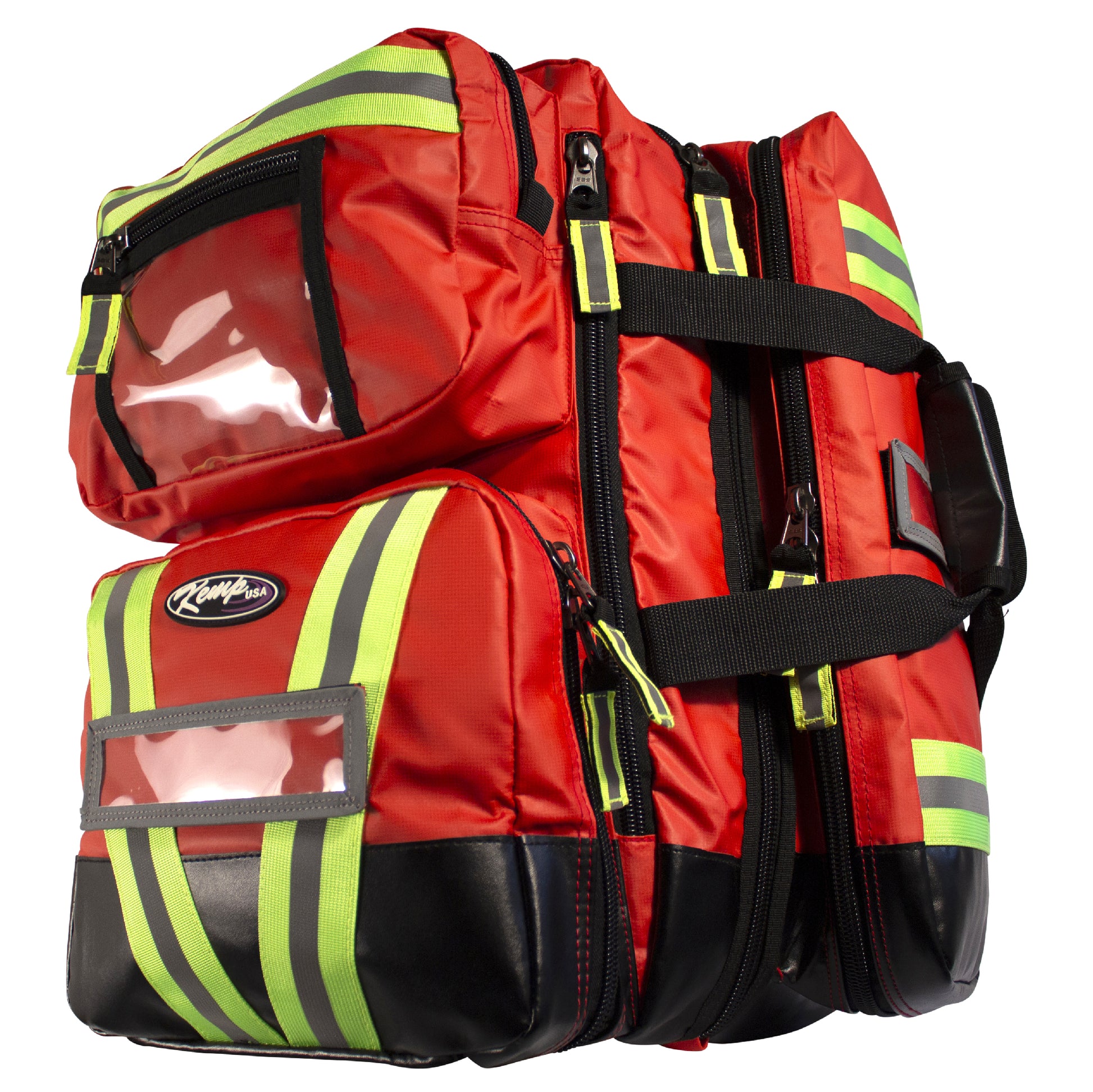 Kemp USA Tarpaulin Fluid-Resistant Ultimate EMS Packpack, Red EMS First Aid Equipment