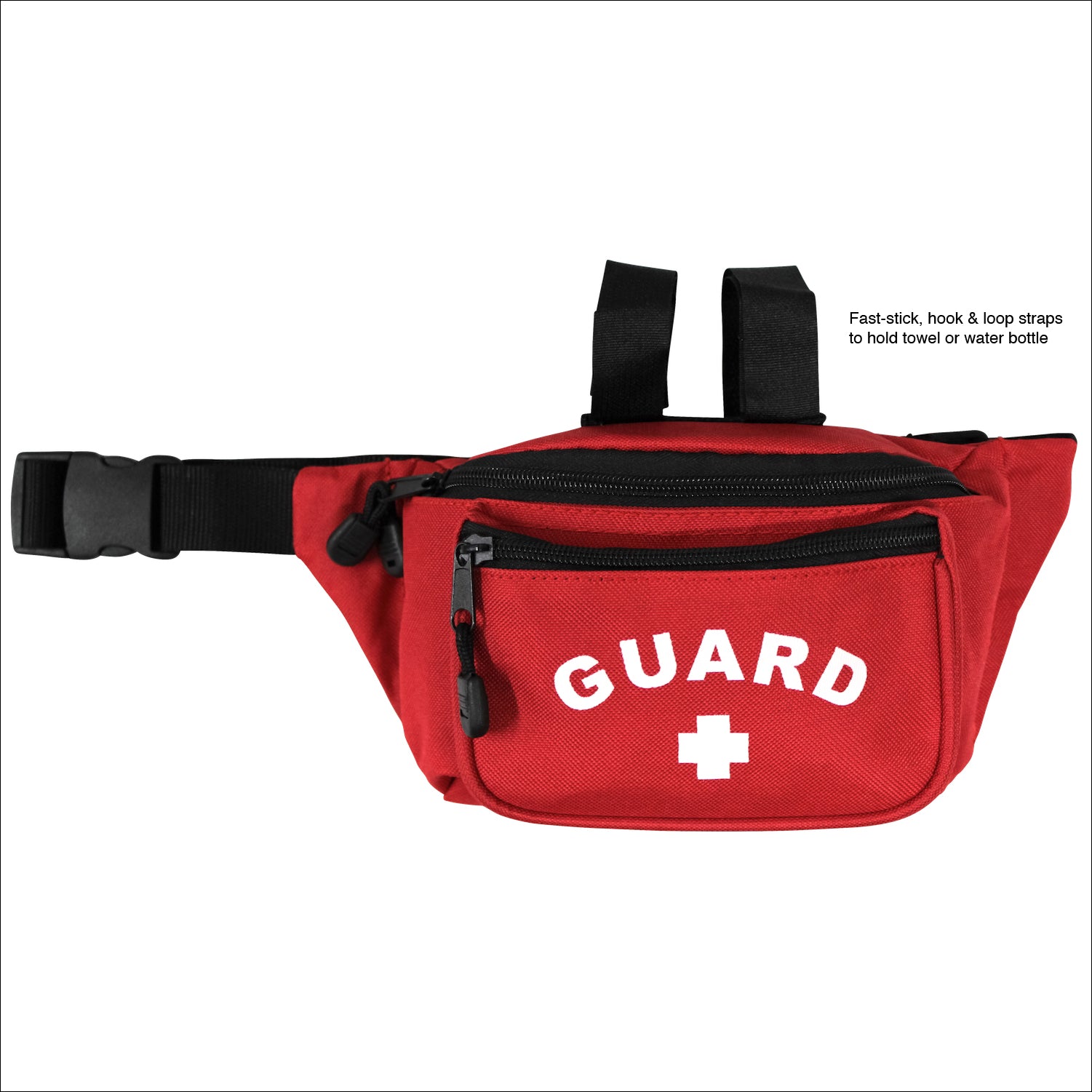 Kemp USA Hip Pack with GUARD and Fast Stick Straps, Red EMS First Aid Equipment