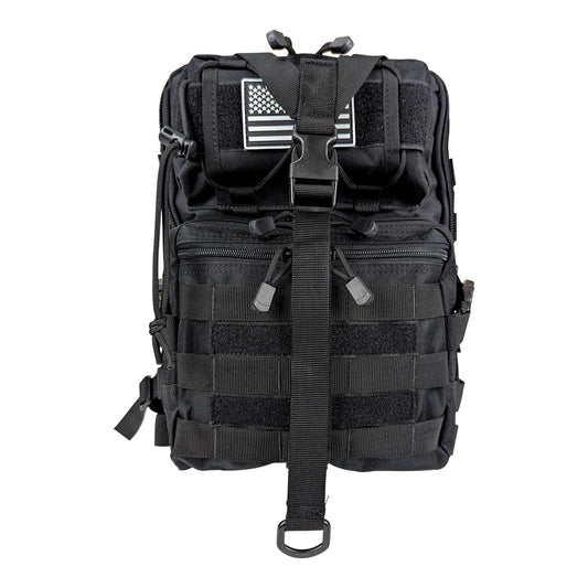 Kemp USA Tactical Sling Backpack Bag, Black EMS First Aid Equipment
