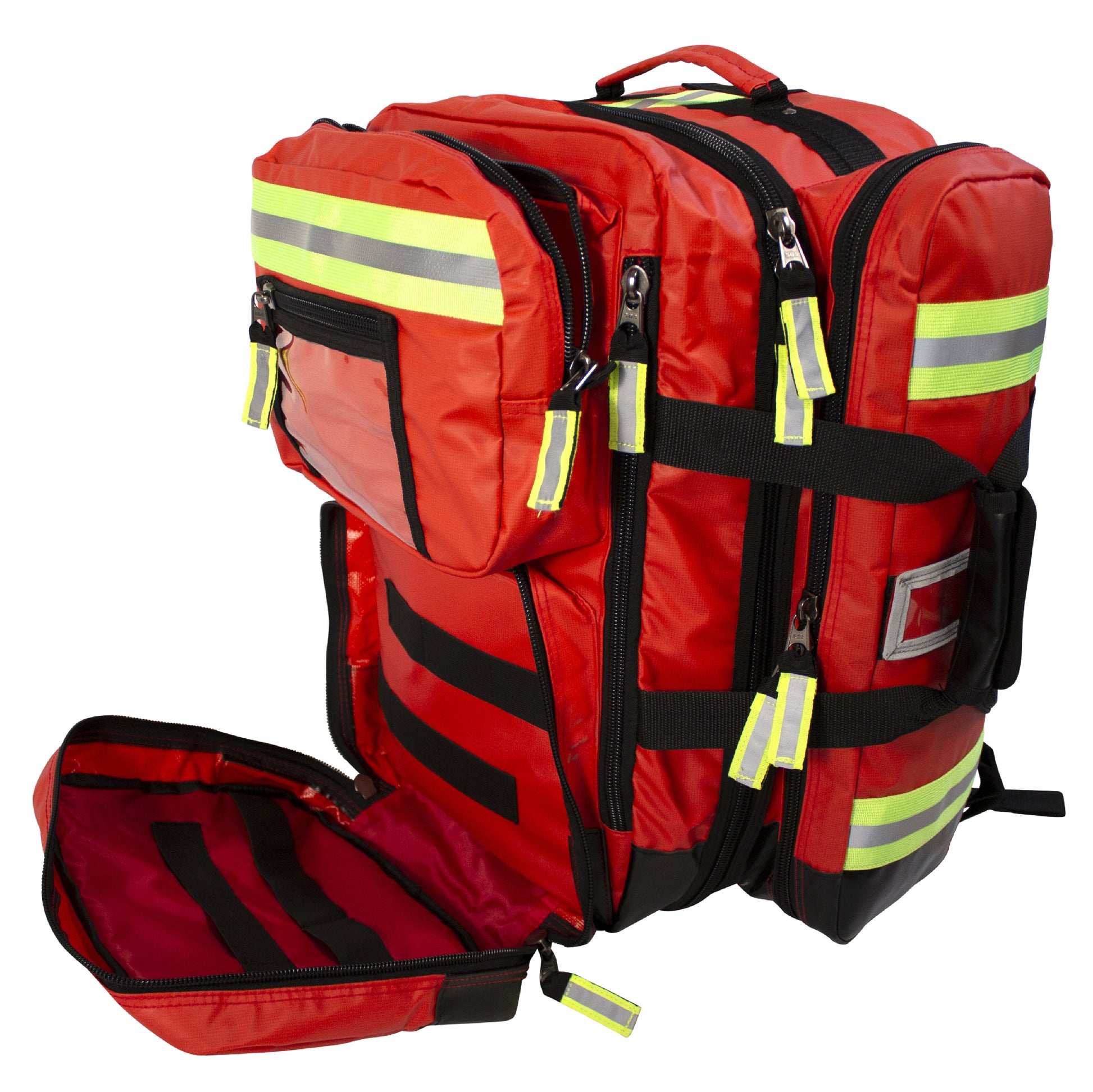 Kemp USA Tarpaulin Fluid-Resistant Ultimate EMS Packpack, Red EMS First Aid Equipment