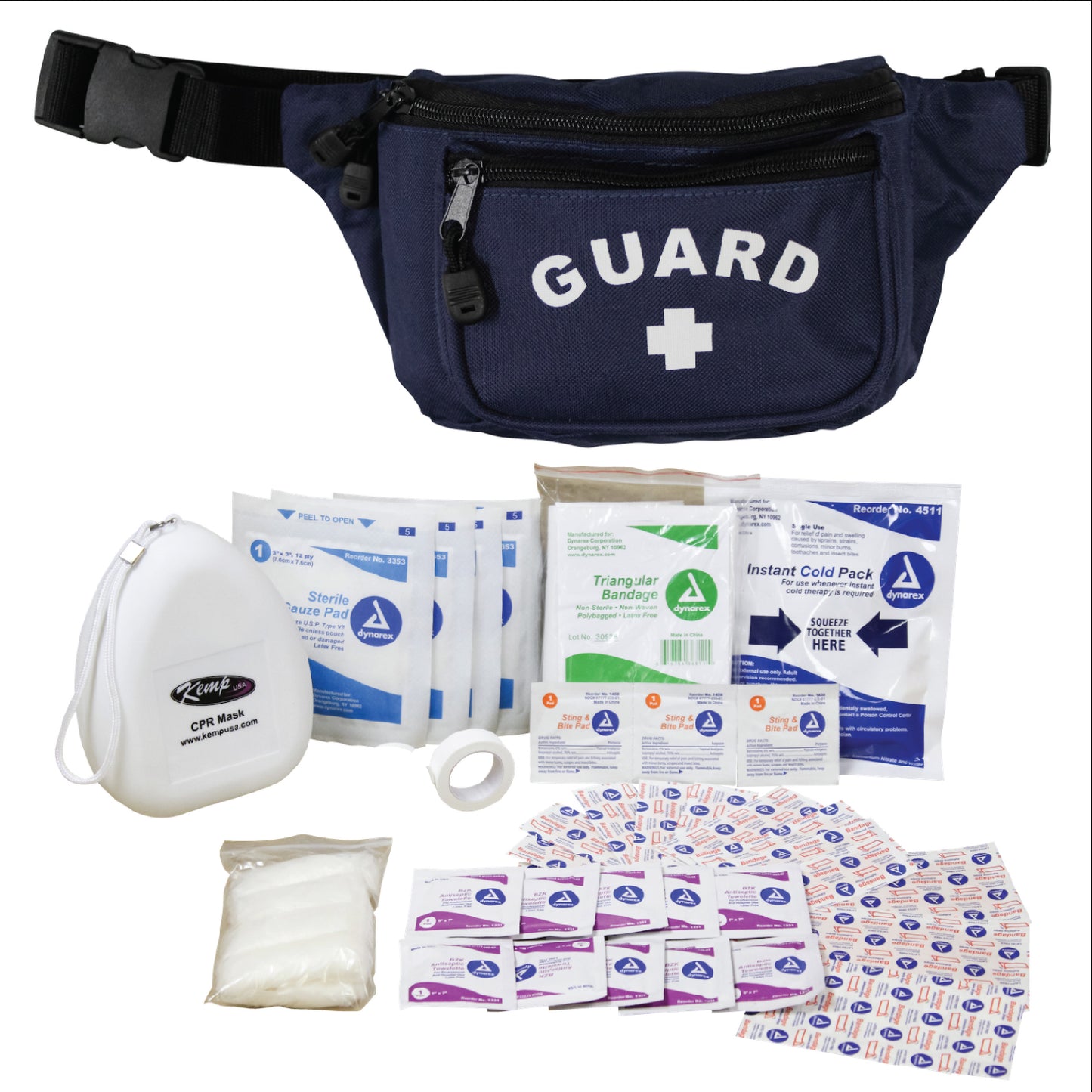Kemp USA Hip Pack with First Aid Supply Pack, Navy EMS First Aid Equipment