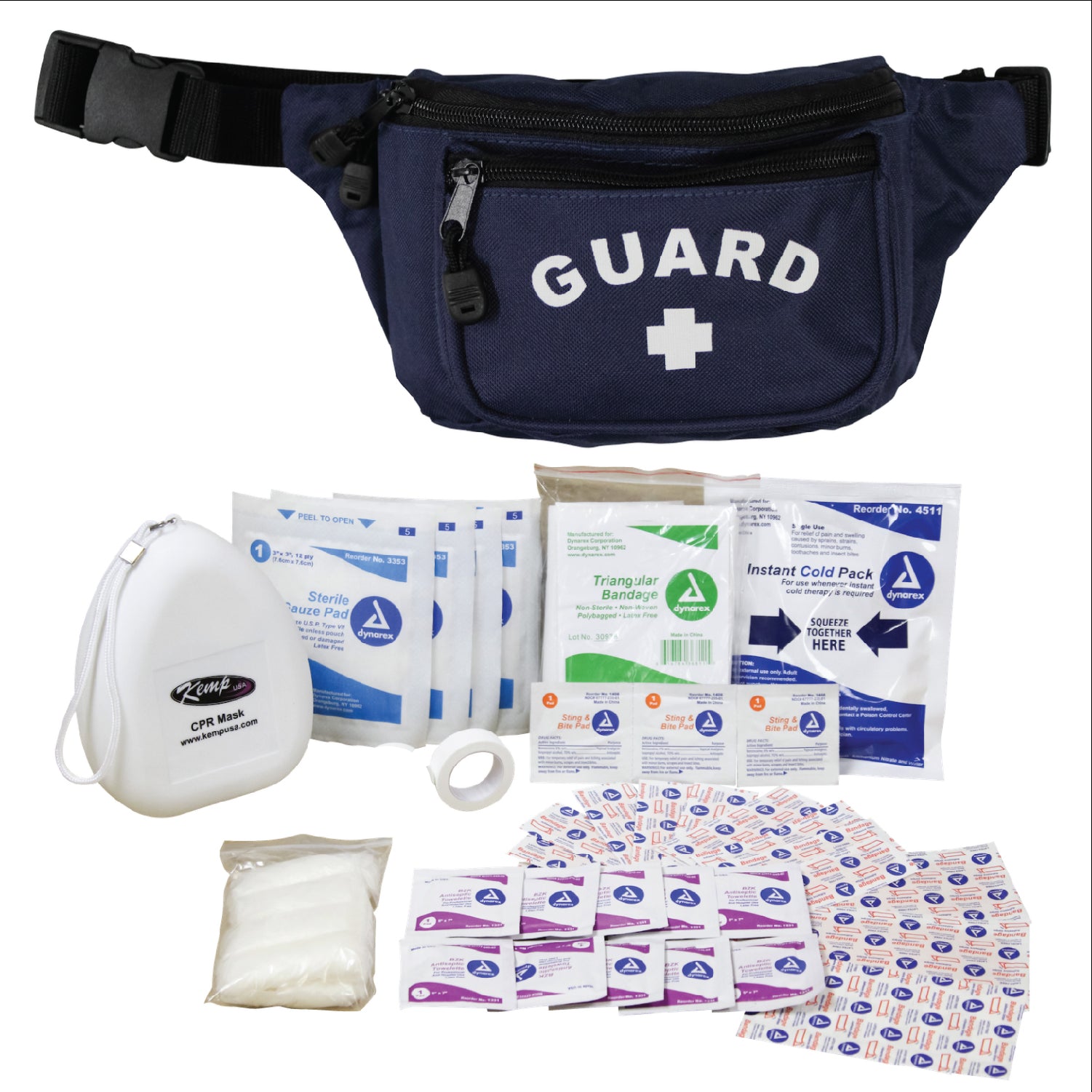 Kemp USA Hip Pack with First Aid Supply Pack, Navy EMS First Aid Equipment