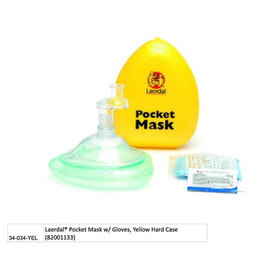 Laerdal® Pocket Mask w/ Gloves, Yellow Hard Case (82001133) EMS First Aid Equipment