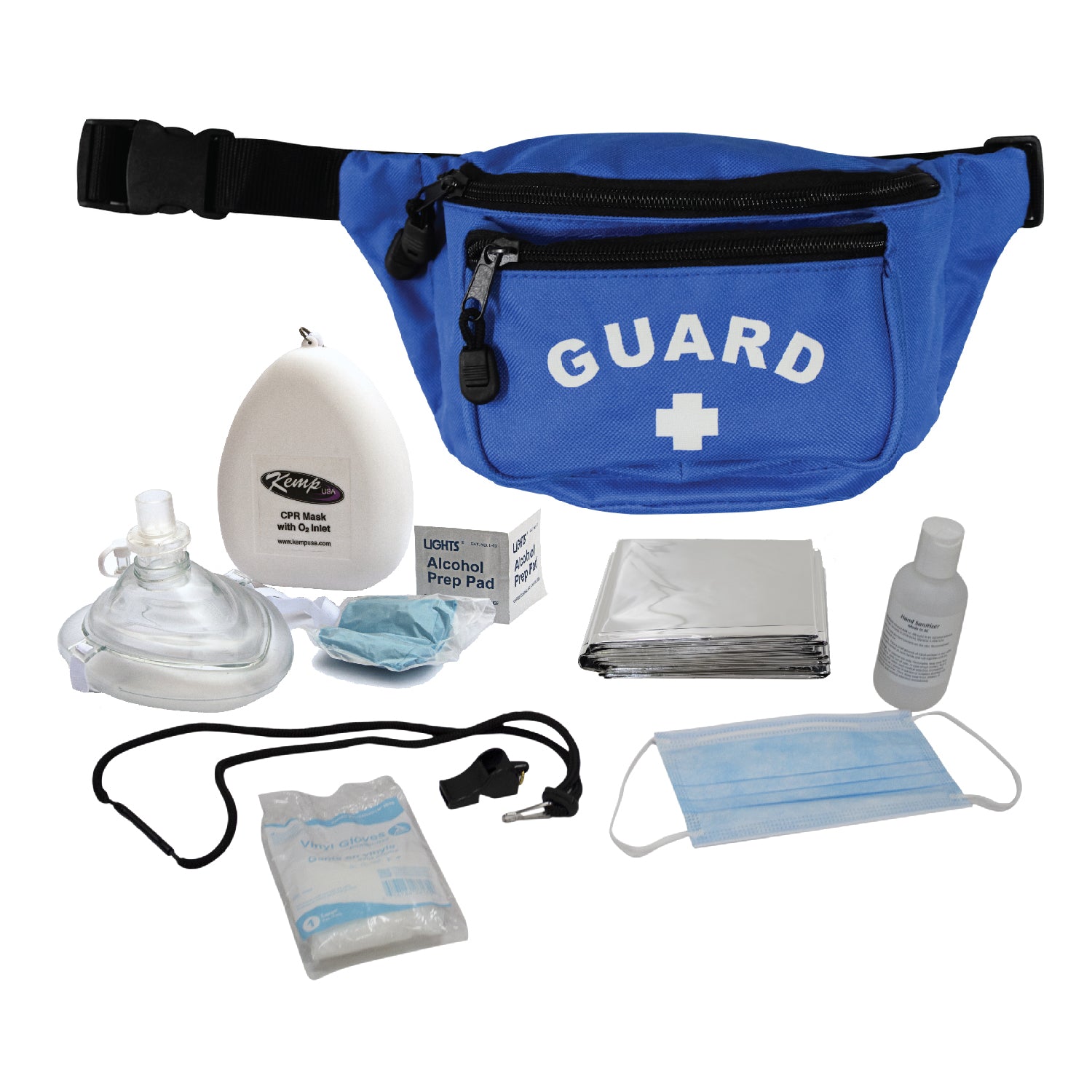 Kemp USA Hip Pack with PPE Supply Pack, Royal Blue EMS First Aid Equipment