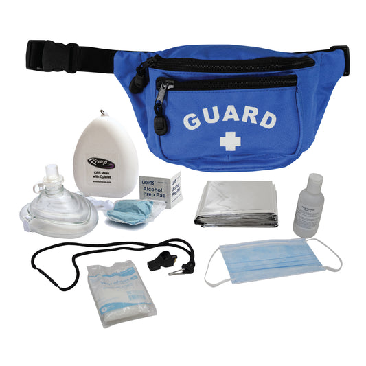 Kemp USA Hip Pack with PPE Supply Pack, Royal Blue EMS First Aid Equipment