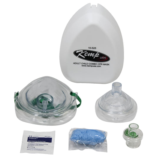 Kemp USA CPR Mask Adult/ Child & Infant Combo with Gloves & Wipe in Hard Case with 1-Color Custom Logo EMS First Aid Equipment