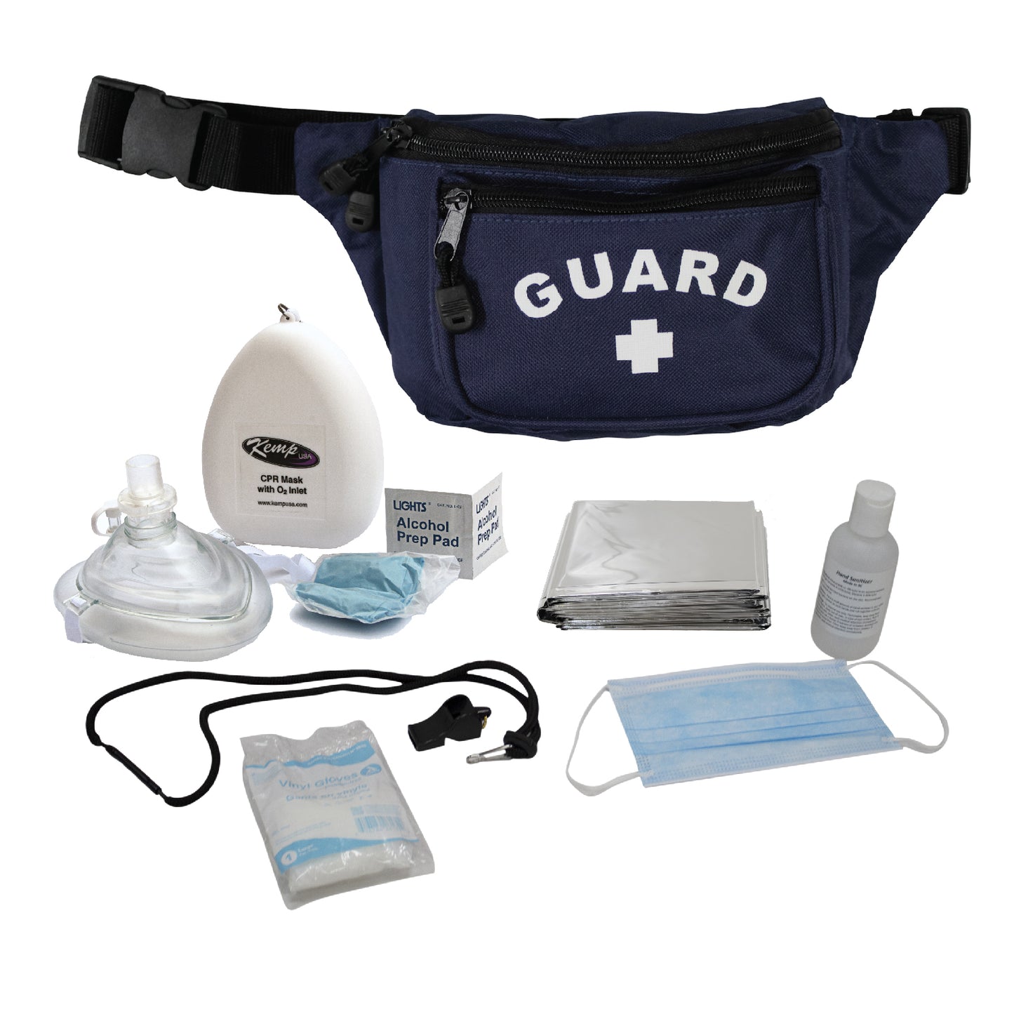 Kemp USA Hip Pack with PPE Supply Pack, Navy EMS First Aid Equipment