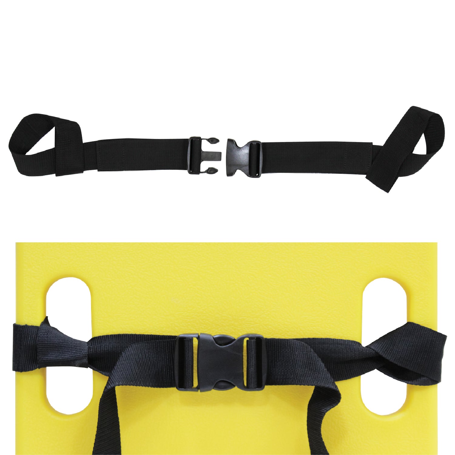 Kemp USA Two Piece Spineboard Strap with Plastic Buckle, Black EMS First Aid Equipment