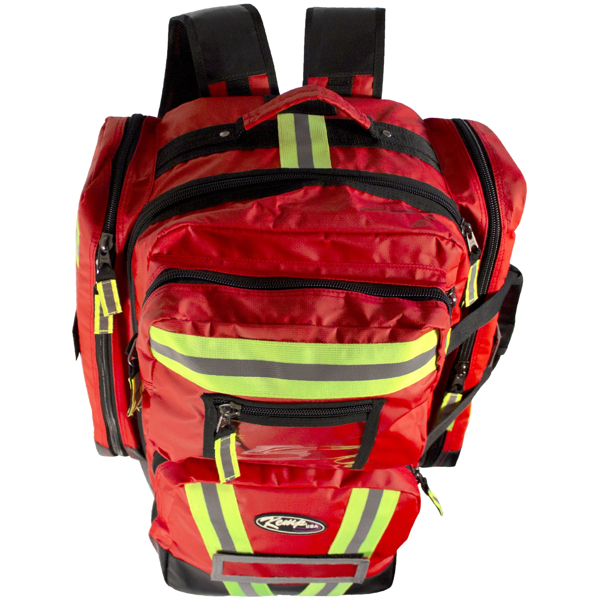 Kemp USA Tarpaulin Fluid-Resistant Ultimate EMS Packpack, Red EMS First Aid Equipment