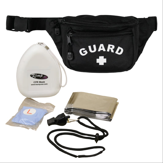 Kemp USA Hip Pack with Lifeguard Essentials Supply Pack, Black EMS First Aid Equipment