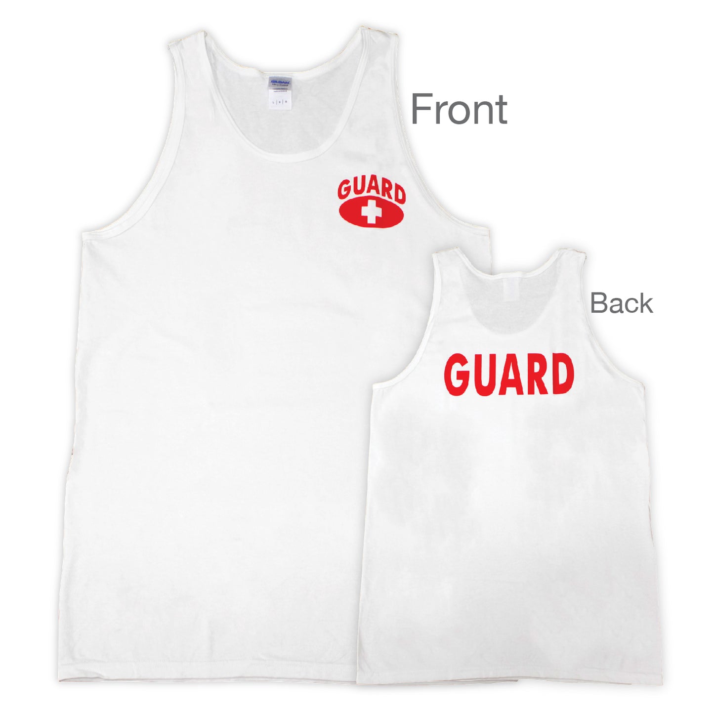 Kemp USA GUARD White Tank Top, Printed Front & Back, Medium EMS First Aid Equipment