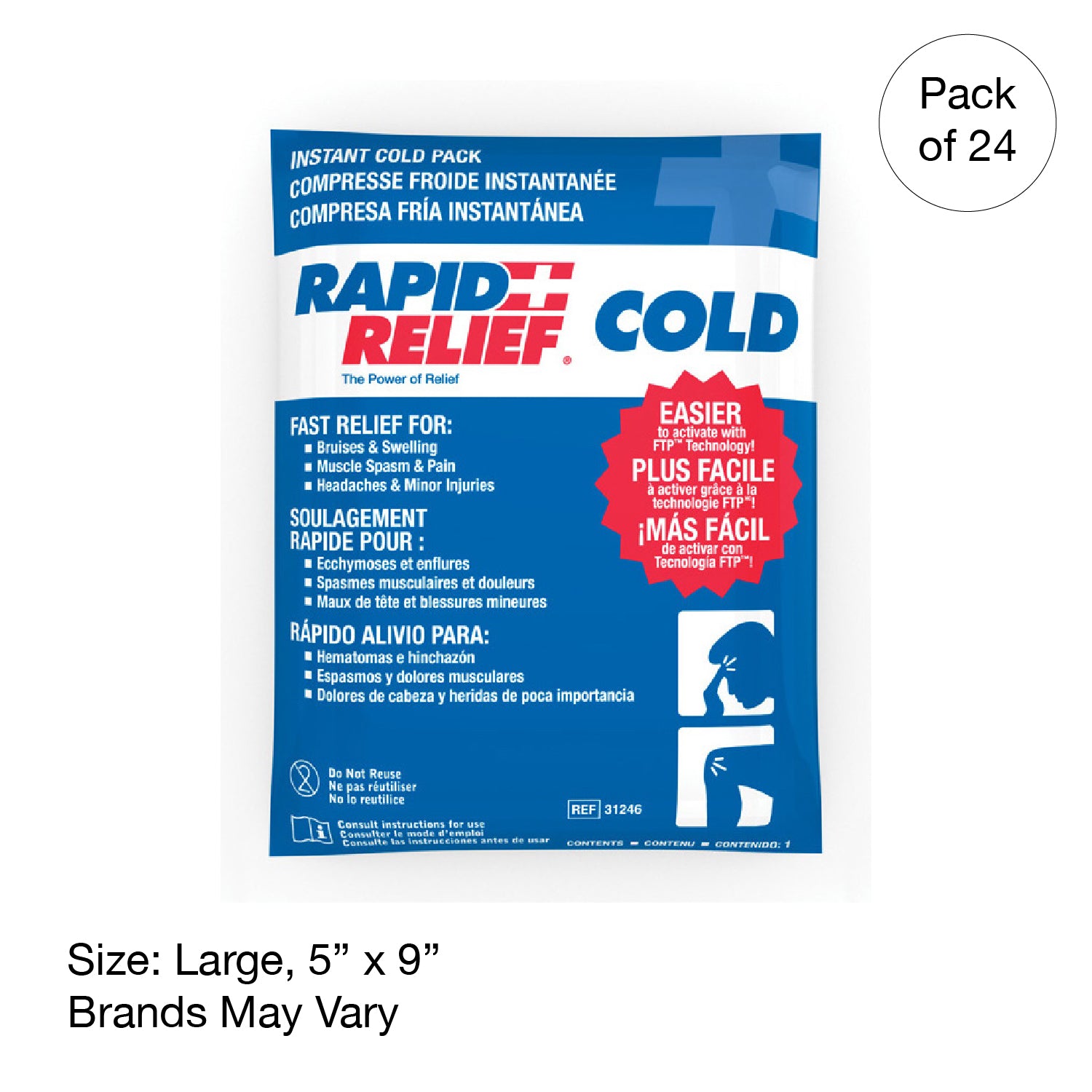Kemp USA Instant Cold Ice Packs Large 5x9" (24 pcs) EMS First Aid Equipment