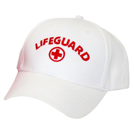 Kemp USA Lifeguard Cap, Low Profile with White Embroidered Logo, White EMS First Aid Equipment