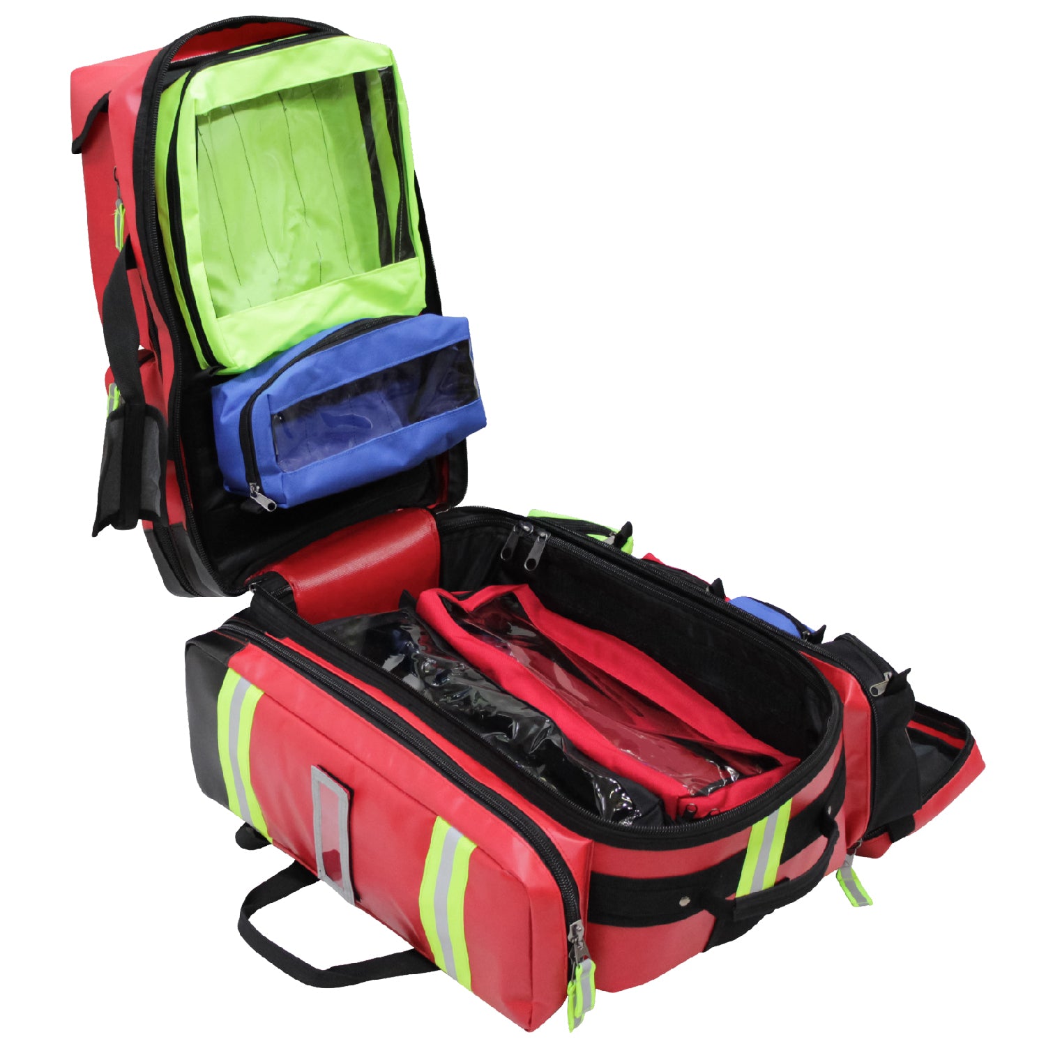 Kemp USA Tarpaulin Fluid-Resistant Ultimate EMS Packpack, Red EMS First Aid Equipment