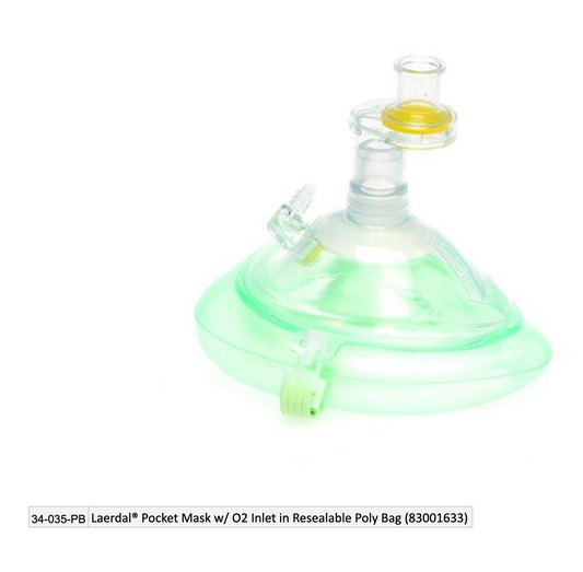 Laerdal® Pocket Mask w/ O2 Inlet in Resealable Poly Bag (83001633) EMS First Aid Equipment