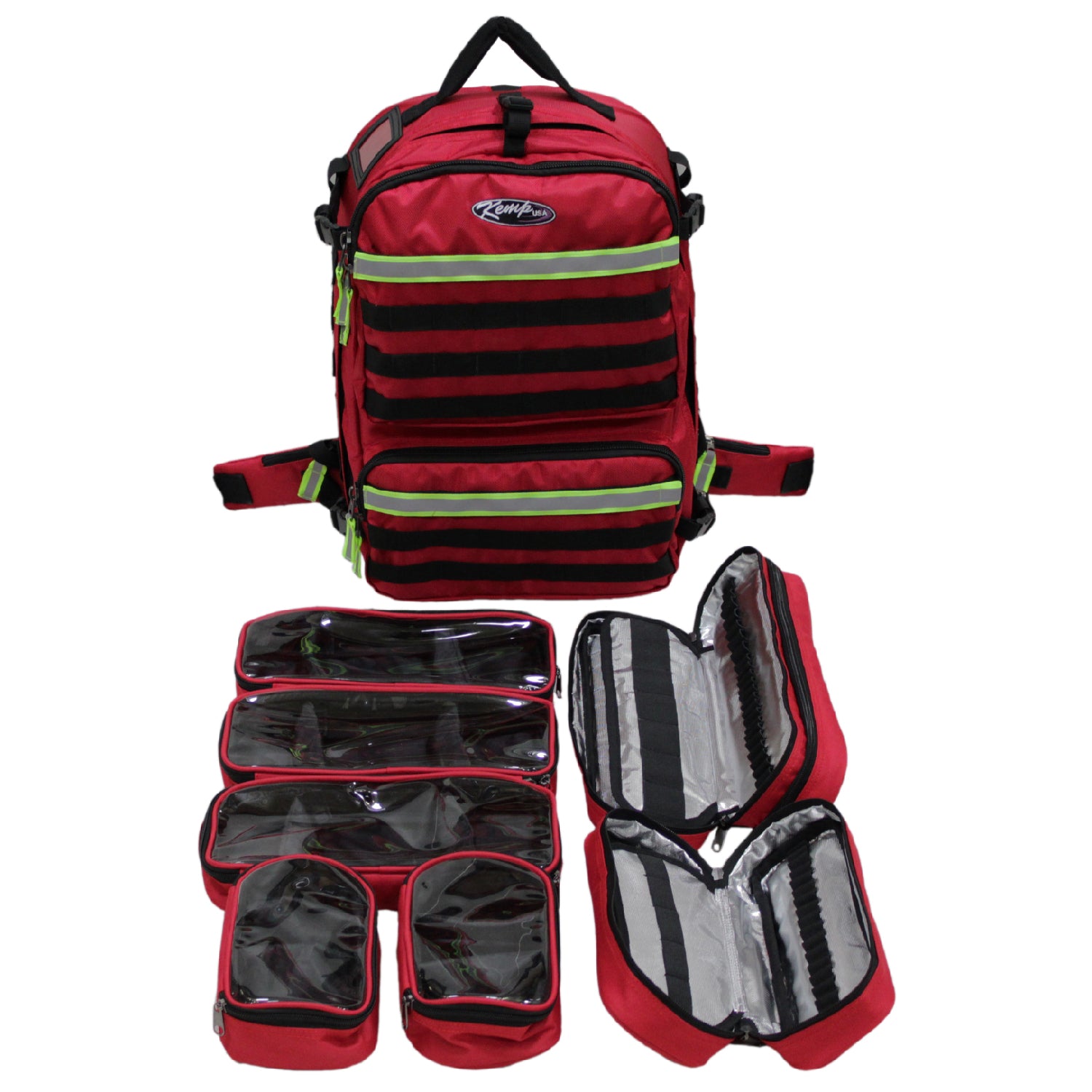 Kemp USA Premium Rescue & Tactical EMS Bag, Red EMS First Aid Equipment