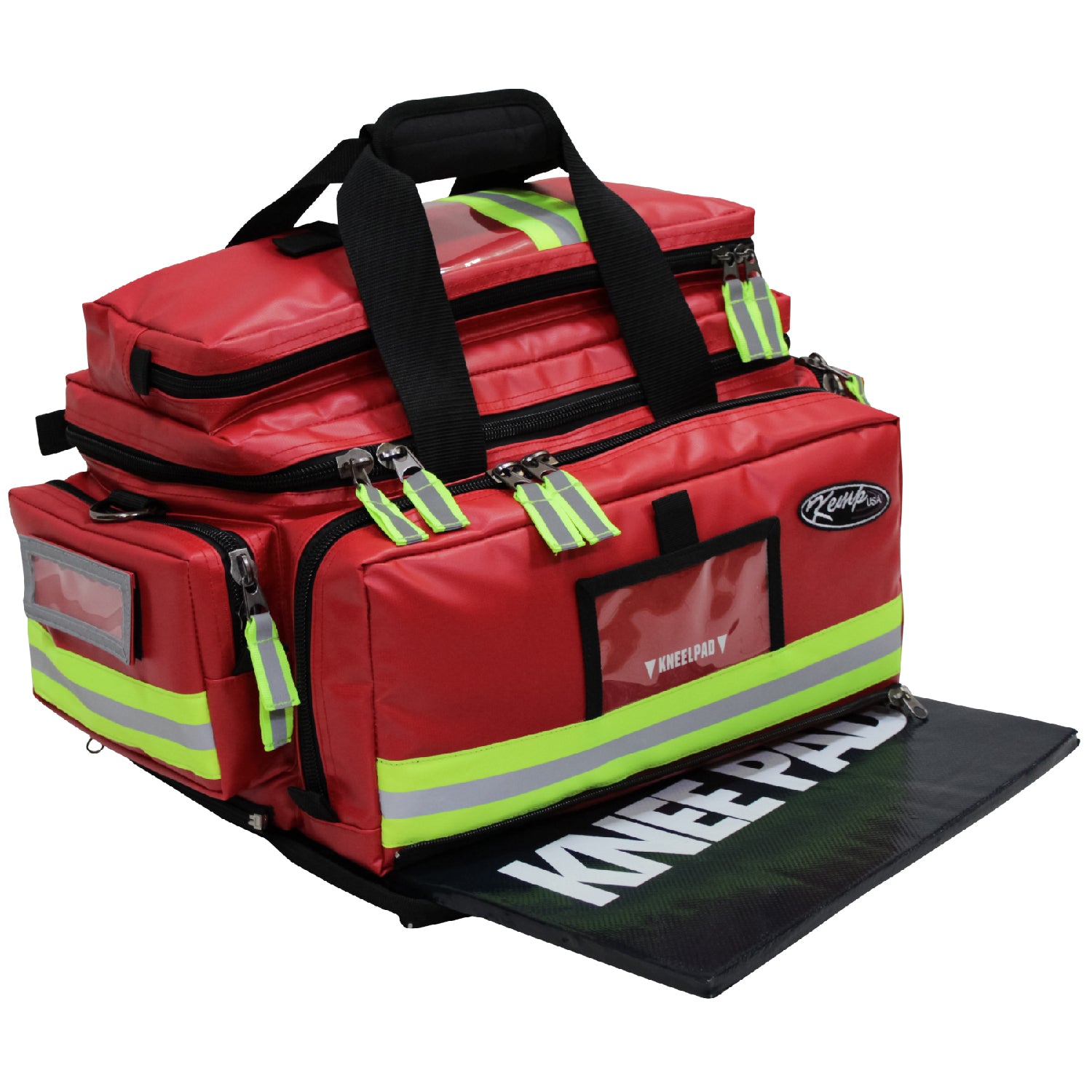 Kemp USA Tarpaulin Fluid Resistant Large Professional Trauma Bag, Red EMS First Aid Equipment
