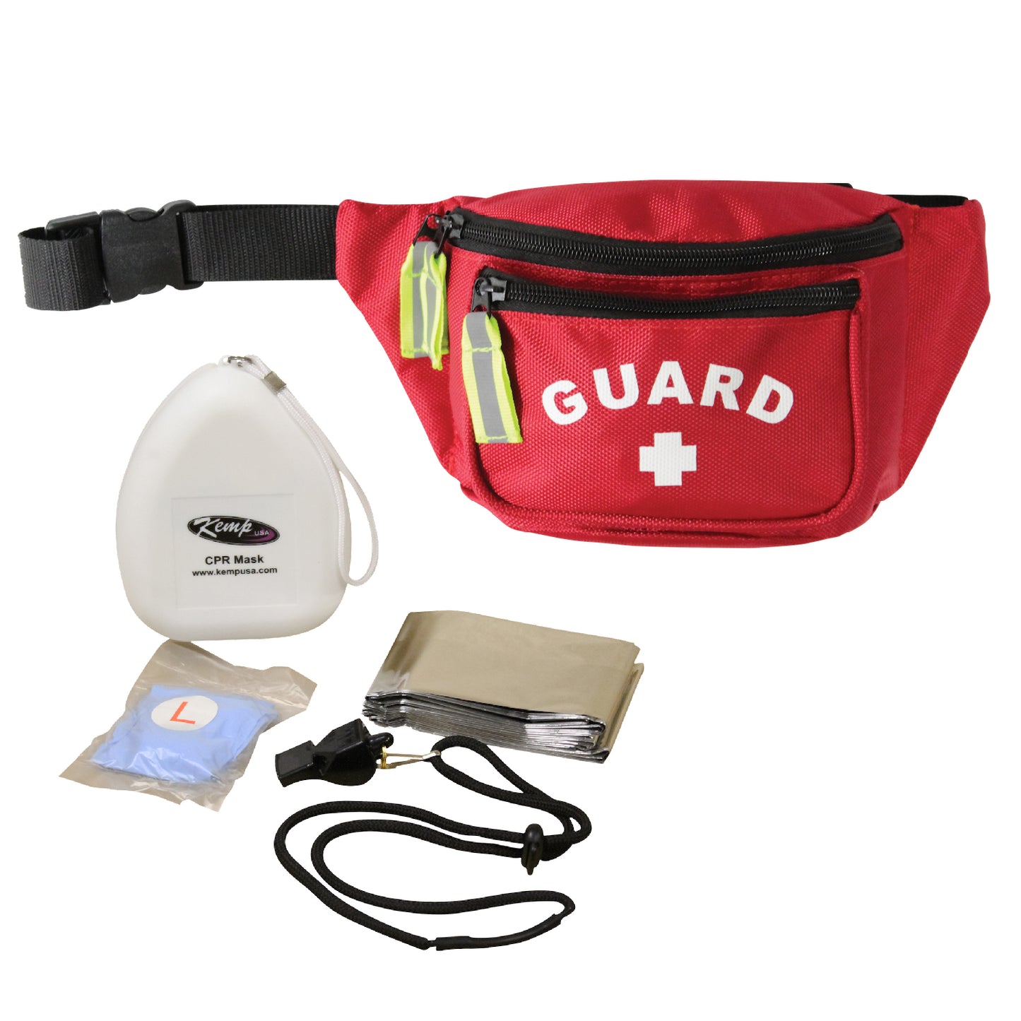 Kemp USA Premium Hip Pack with Lifeguard Essentials Supply Pack, Red EMS First Aid Equipment