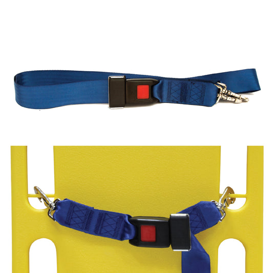Kemp USA Two Piece Spineboard Strap with Metal Seat Belt Buckle, Royal Blue EMS First Aid Equipment